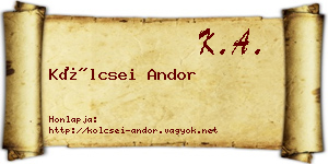 Kölcsei Andor névjegykártya