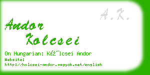 andor kolcsei business card